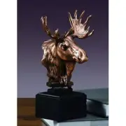 Treasure of Nature Moose Bust Statue - Moose Head Figurine, Bronze Plated