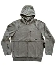 RVCA Tech II Fleece Zip Up Hoodie Gray Large