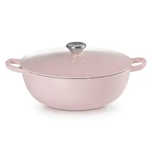 【Le Creuset】琺瑯鑄鐵鍋媽咪鍋28cm 水漾藍/蜂蜜黃/雪紡粉 3色可選(贈TNS 單柄平煎鍋28cm)