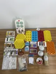 Candle Making Supplies Lot Fragrance, Dye, Wick, Molds, Gift Wrap, Jars, Hobby