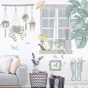 Self-adhesive Removable Green Leaves Plant Wall Sticker Home Decor -Style 2