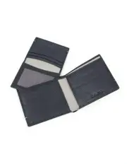 [Dents] RFID Smooth Nappa Leather Billfold Wallet with Removable Pass Holder in Navy/Charcoal