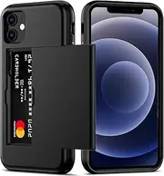 for iPhone 12 case, for iPhone 12 Pro Case with Credit Card Holder, Areaphmet Wallet Case Slide Cover Dual Layer Hard PC Rubber Cover Phone Case for iPhone 12/12 Pro 6.1'' 2020 Black