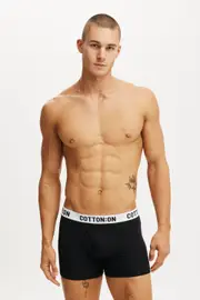 [Cotton On Men] Cotton On Men - Mens Organic Cotton Trunks - Black/white/black M BLACK/WHITE/BLACK