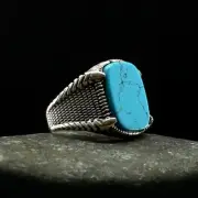 Turquoise Mens Ring Men's Signet Ring Stirling Silver Signet Ring For Him