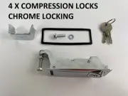 4 Locking CHROME Compression Latch Lever Lock Horsebox Locker Doors Tack Box