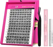 VEYESBEAUTY Lash Clusters Kit Fluffy Individual Lash Extensions VBmuse 3D Layered Volume Eyelashes kit Thin & Invisible Band Wispy Lash Mixed Length 10-18mm with Bond&Seal Remover Applicator