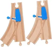 BESTonZON 2pcs Wooden Train Track Switches Interactive Train Set Compatible with Major Brands Enhances Creativity Problem Solving Skills Engaging Track Design for Endless Fun
