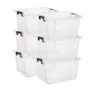 Plastic Storage Bin Box Stackable and Nestable with Lid and Secure Latching