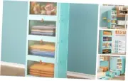 4 Tier Stackable Plastic Storage Bins with Lid and Wheels - 23 QT Closet Green
