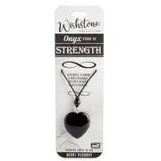Wishstone Onyx Heart Pendant Necklace Stamina & Perseverance Women Black