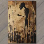 4x6" Alien Silhouette Tall Beings Ancient Cave Unique Wall Strange Unusual