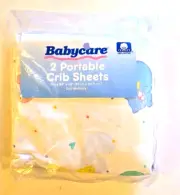 Vintage Babycare White Cotton 2 Pk Portable Crib Play Pen Yard Sheets 24"x38"