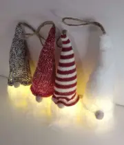 4 Christmas Tree or Table Gnome Decorations Nordic Light Up Plush Gnome