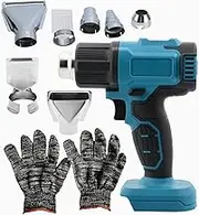 2000W Cordless Hot Air Gun Fast Heating Overload Protection Portable Heat Gun support 18v Lithium Battery with 7 Nozzles for Crafts Welding Shrink PVC Wrapping Tube Bendin without Battery