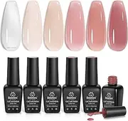 Beetles Jelly Gel Nail Polish Set 6 Colors Neutral Sheer Milky White Nude Pink Gel Polish Kit Translucent Soak off Uv Nail Gel Diy Manicure 2025 New Nail Trend Gifts