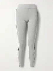 [Cordova] Cordova - Soelden Striped Ribbed Stretch-merino Wool Leggings - Gray - small small Gray