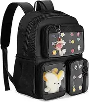 [Prokva] Ita Bag Pin Display Backpack with Insert, Kawaii Aesthetic Backpack with Laptop Sleeve for Cosplay and Concert (Pins Not Included, Patent Design)