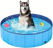 Foldable Dog Pool, Dog Pet Swimming Pool, Collapsible Plastic Dog Bath, Dog tub, Pool for Dogs Kids Summer Pool Easy to Carry