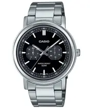 Casio MTP-E335D-1EV Stainless Steel Black Dial Day/Date Quartz Analog Mens Watch