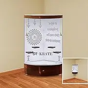 Deckrate Wooden Corner mandir, Corner White LED Light Temple for Home and Office | Corner Puja Mandir |Wall Hanging Corner Mandir(DESIGN 40) (18 X 10 X 13 INCH)
