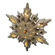 10'' LED Gold Glitter Snowflake Warm White Light Tree Topper star window wall