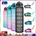 1L Water Bottle Motivational Drink Flask W/ Time Markings BPA Free Sport Gym #T