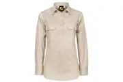 Workcraft Ladies 1/2 Button Cotton Shirt WSL505 - Cream