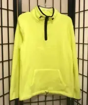 NWT VICTORIA'S SECRET PINK NEON YELLOW FLEECE QUARTER ZIP PULLOVER SWEATSHIRT