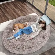 TheNapBed 1.8m Human Size Pet Bed Fluffy Calming Washing Napping Mattress Brown