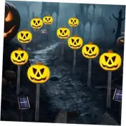 Halloween Pumpkin Stake Lights, Set of 10 Decorative Solar Pumpkin Warm White