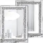 Crystal Crush Diamond Silver Mirror 11'' X 15''2 PCS, Frameless Stylish Gorgeous