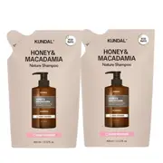 KUNDAL - Honey & Macadamia Nature Shampoo - Refill Pack - 400ml DUO Set - Baby Powder