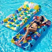 Inflatable Pool Float - Oversized Pool Raft and Float for Adults, Cooling Pool Lounger Contour with Headrest for Swimming