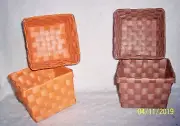 PLASTIC BASKETS BROWN AND ORANGE SET 4 PCS. SQUARE ORGANIZER-DECORATION-PARTY