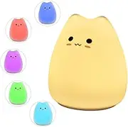 Goblinaduo Cat Night Lamp Cute Night Light for Kids Baby Soft Silicone Bedside Lamp 7 Colors Nursery Light (2)