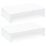 White Monitor Stand Riser-2 PackWood 2 Tier Adjustable Dual Monitor Riser for...
