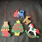 外銷庫存品出清～木製聖誕掛飾 聖誕裝飾 聖誕樹掛飾 拼圖式木製掛飾 擺飾 公仔～聖誕樹 聖誕襪熊 搖搖馬 小火車 驢子