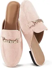 [FUDYNMALC] Womens Mules Buckle Flats: Classic Suede Slip On Women Shoes Dressy Closed Toe Backless Slides Loafers 2025