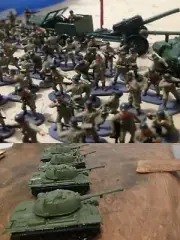 Homemade 1/72 WWII Colored Soldiers 100pcs+4 Tanks+2 cannon+2 Jeeps Model