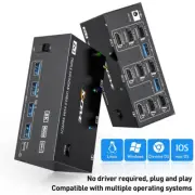 Triple Display HDMI DP USB 3.0 KVM Switch Switcher for 2 Computers 3 Monitors