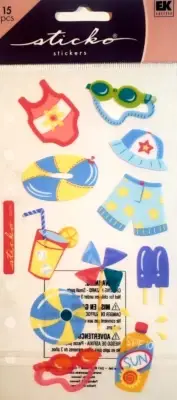 Summer Pool Party Bathing Suit Goggles Lemonade Sunscreen Float Sticko Stickers