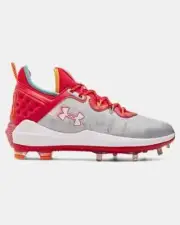 UNDER ARMOUR MENS HARPER 8 LOW ST METAL BASEBALL CLEATS SIZE 10.5 WHITE RED