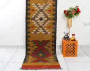 Hand Woven Jute Wool Multicolor Boho Abstract Runner Rugs Indian