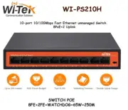 WI-PS210H WI-TEK 8FE+2FE Uplink Unmanaged 250M Long Range CCTV PoE Switch