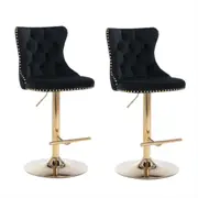 Lorah Set of 2 Golden Base Gas Lift Bar stools- Black