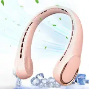 3600mAh Bladeless Hanging Neck Fan USB Rechargeable with 3 Speeds-Pink