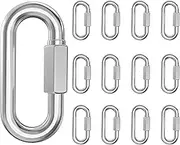 DRID (Made in USA) Stainless Steel Chain Quick Links Locking Carabiners, Chain Hooks Heavy Duty Chain Durable, Anti-Rust, Carabiner for Big Chain, Hammock Hanging, Camping 6-12-20-30 Pack