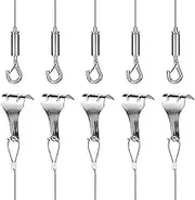 5Pcs Picture Hanging Wire Kit, 2M X Φ1.5mm Stainless Steel with Wire Adjustable Hook and Rail Moulding Hook