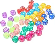 GARVALON 50Pcs Transparent Acrylic Dice Six Sided Game Dice for Parties Board Games and Fun Activities and Lightweight for Endless Entertainment